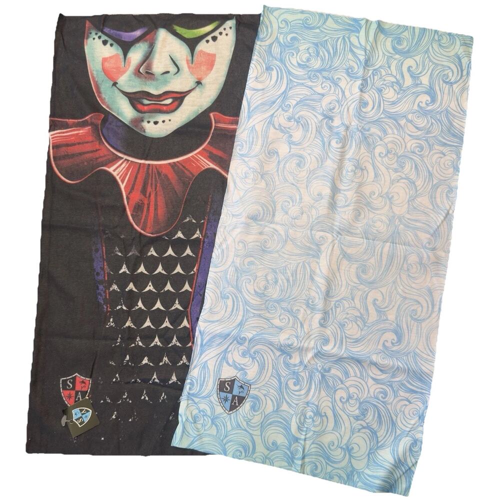 SA Co Neck Gaiter 4-Pack Joker & Blue UV‎ Face Shield Bandana New